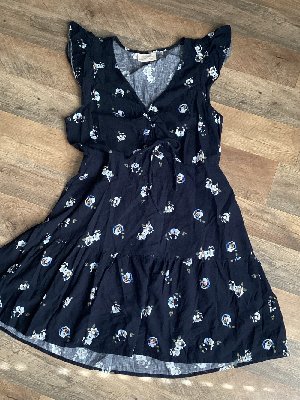 Universal Thread Navy Floral Midi Dress linen blend